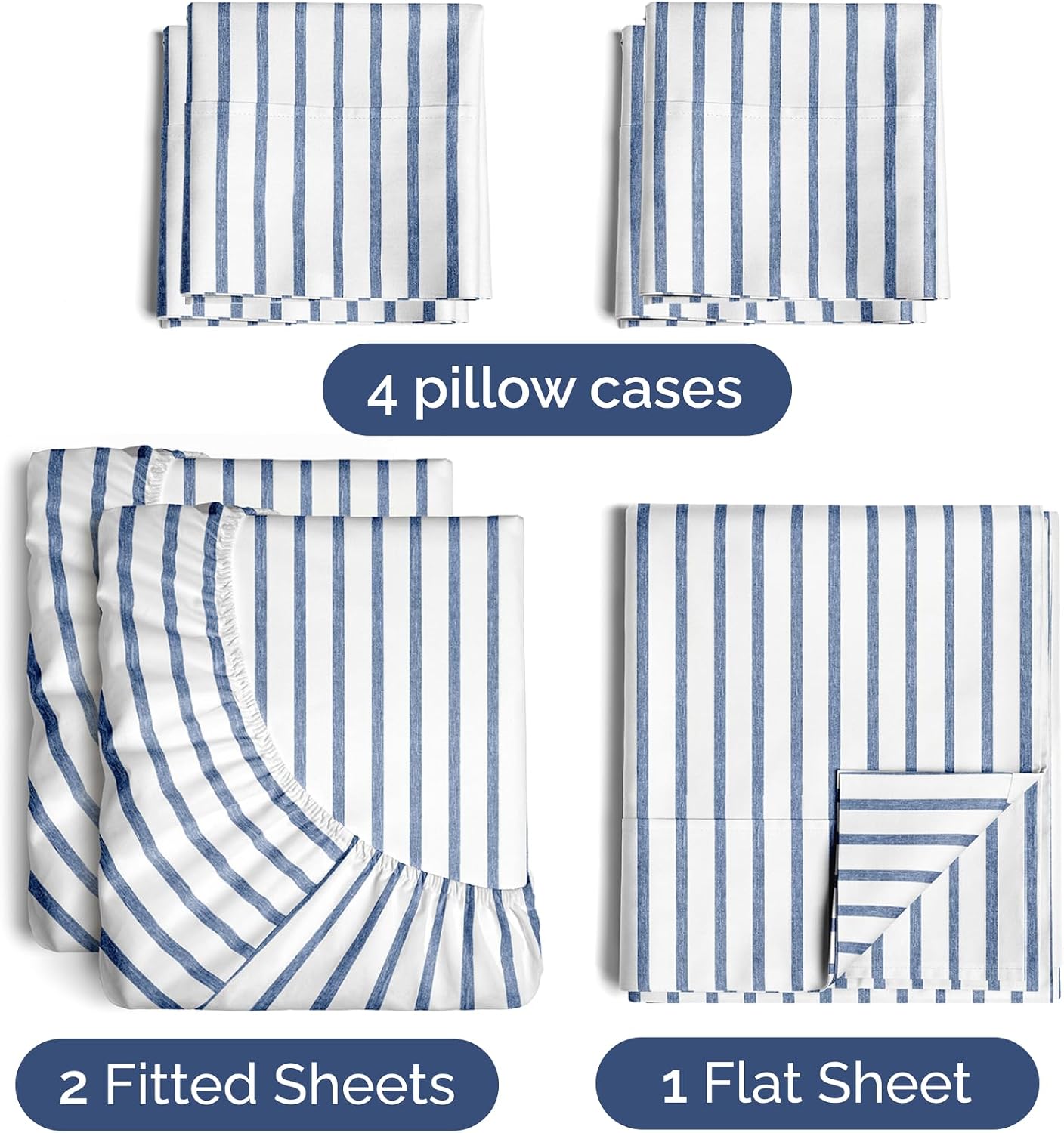 Split King 7 Piece Sheet Set - Comfy, Breathable & Cooling - Hotel Luxury Bedding for Women, Men, Kids, Teens and Children - 1 Flat & 2…