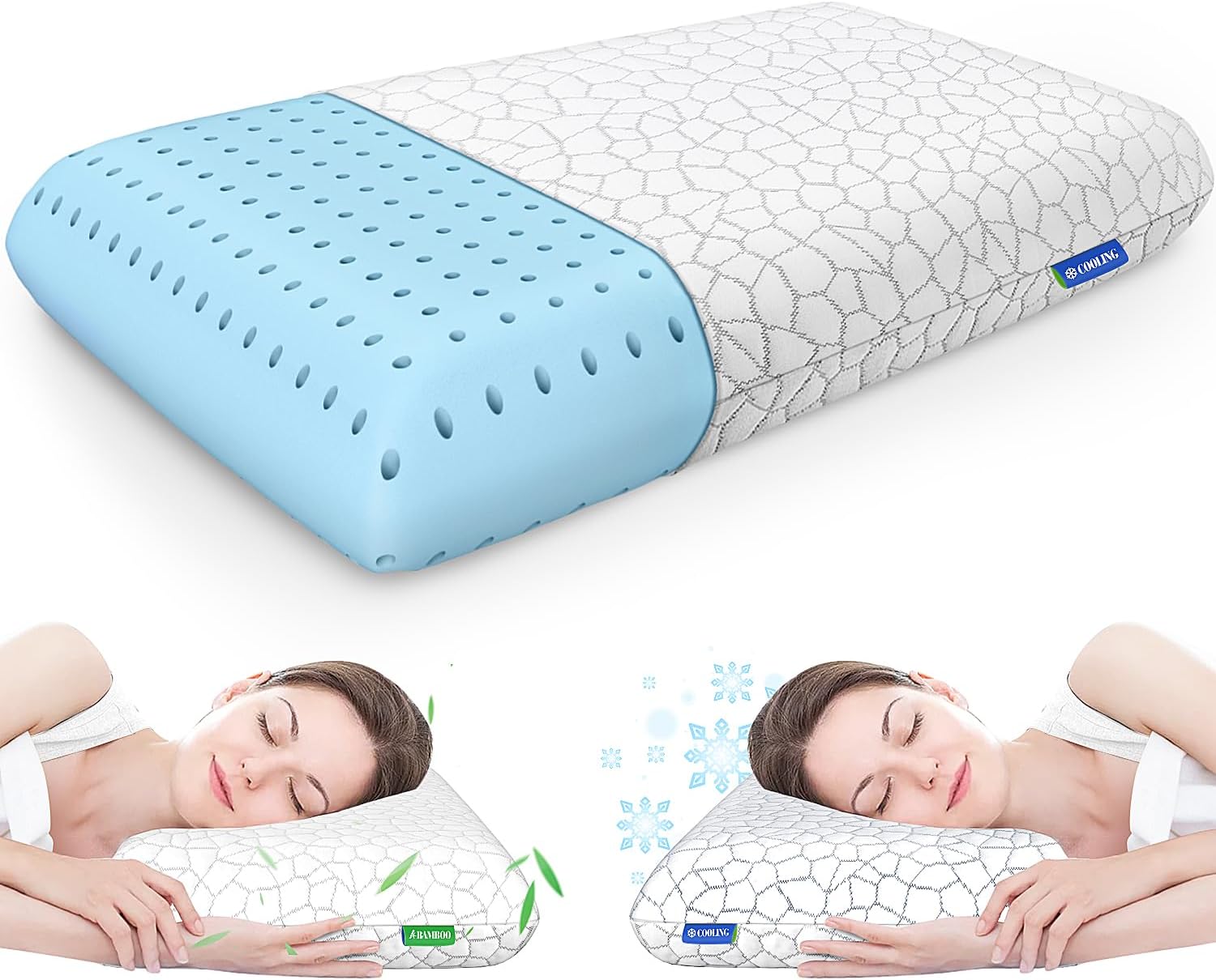 CushZone Memory Foam Pillows for Sleeping, Bed Pillow with Removable and Machine Washable Cover, Bed Pillow for Side, Back and Stomach Slee…