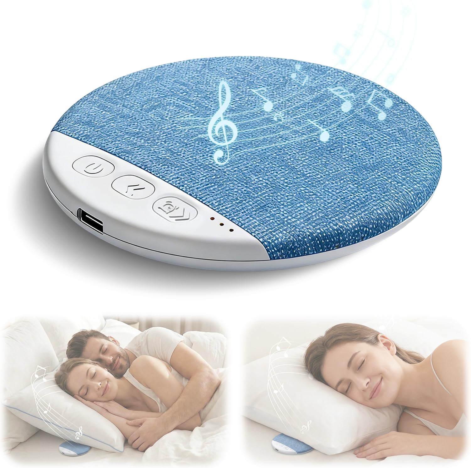 2026 Mini Bluetooth Pillow Speaker for Sleeping, Under Pillow Speaker with Built-in White Noise & Pink Noise Sound Machine, 48H Playtime…