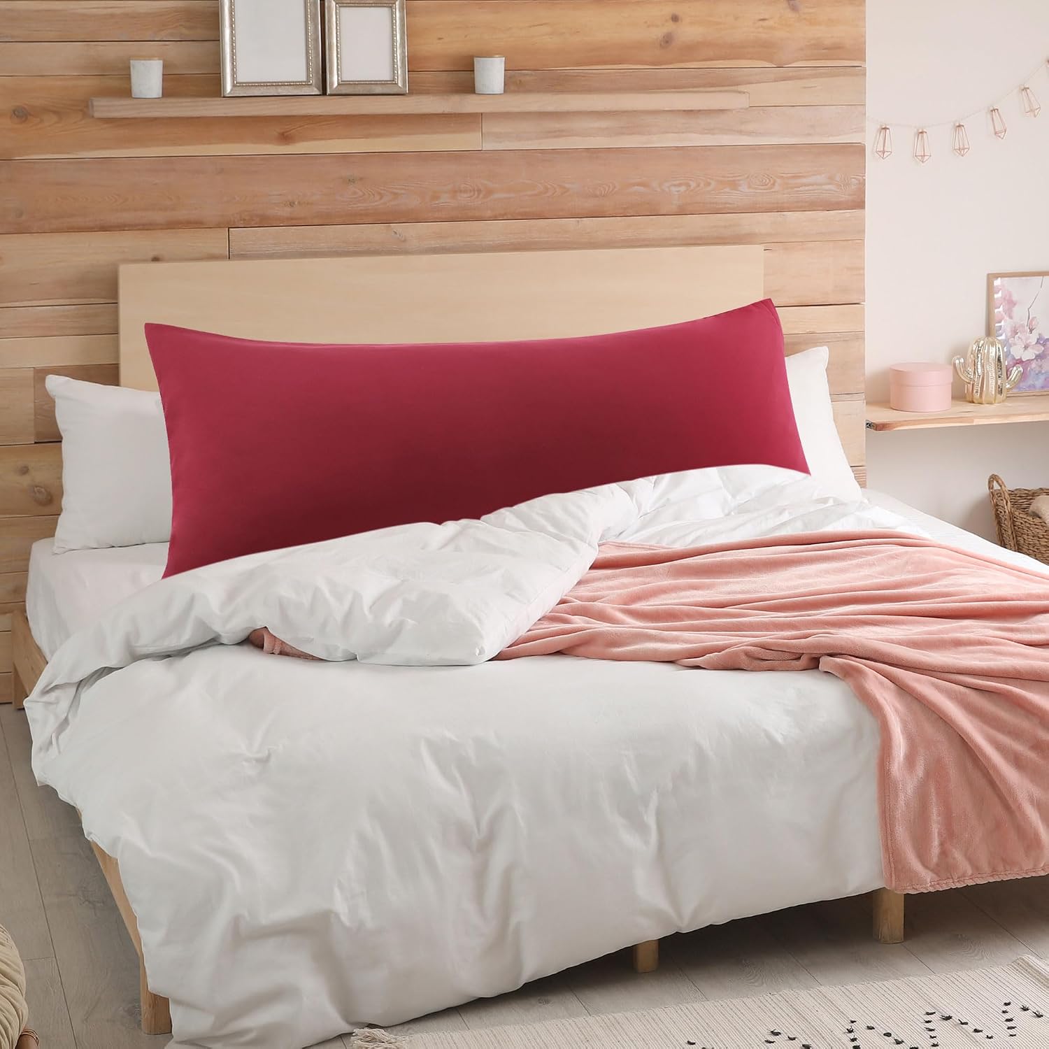 uxcell Soft Microfiber Body Pillow Cover with Zipper Closure, Long Pillow Cases for Body Pillows Weave for 90 GSM Polyester, Burgundy Body…