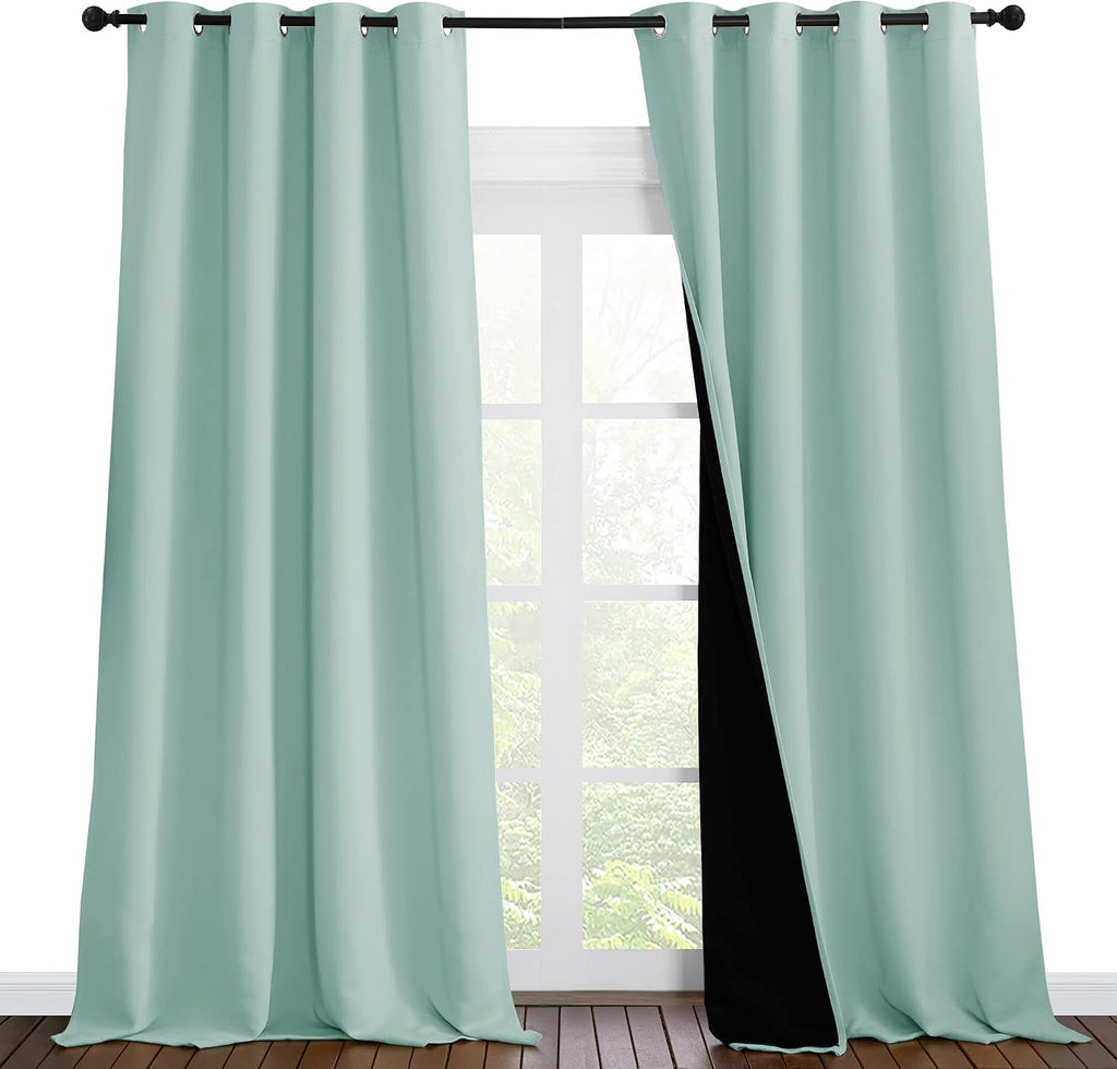 Nicetown Full Shading Curtains 96 inches Long 2 Panels Set for Windows, Super Heavy-Duty Black Lined Blackout Curtains for Bedroom, Privacy…