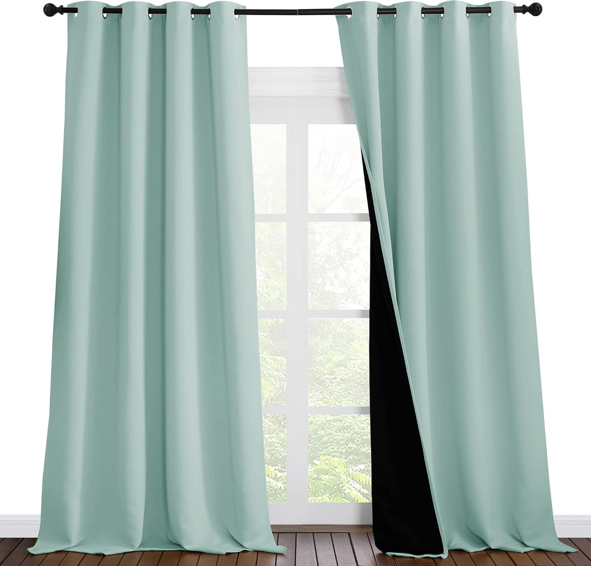 Nicetown Full Shading Curtains 96 inches Long 2 Panels Set for Windows, Super Heavy-Duty Black Lined Blackout Curtains for Bedroom, Privacy…