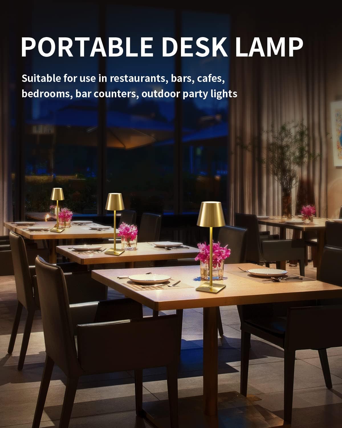 KDG 2 Pack Cordless Table Lamp, Portable LED Desk Lamp, 4000mAh Battery Operated, 3 Color Stepless Dimming Up, for…