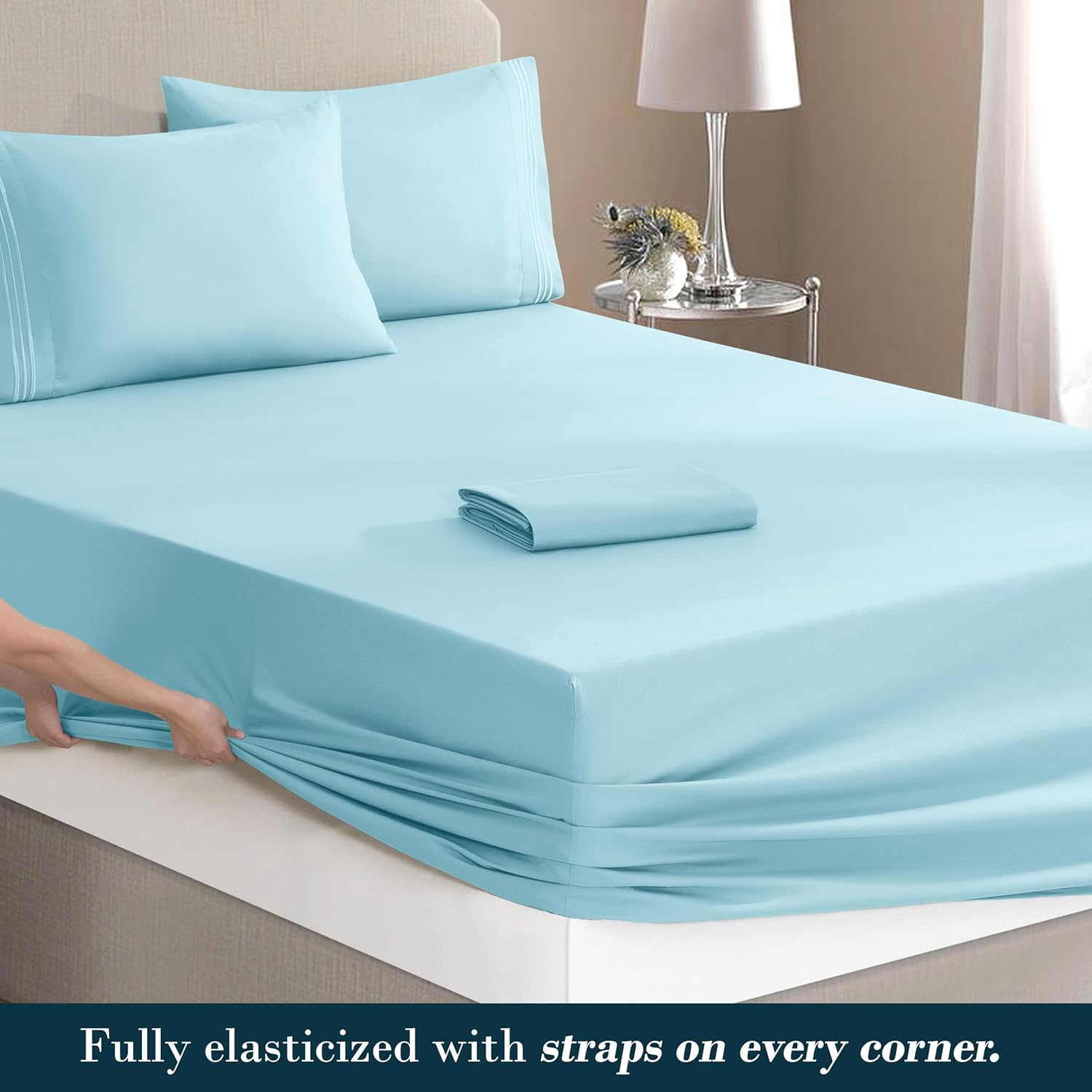 MocassiLuxuryBedding Mocassi Luxury 6-Piece Sheet Set, Ultra Soft 1800 Hotel Quality Microfiber Sheet Set, Fits Mattresses Up to 18 to 24 I…