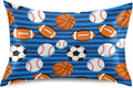 Soccer Balls Blue Pillow Covers Silk Pillowcase for Hair and Skin Breathable Silky Soft Satin Pillowcase Queen Size Pillow Case for Women…
