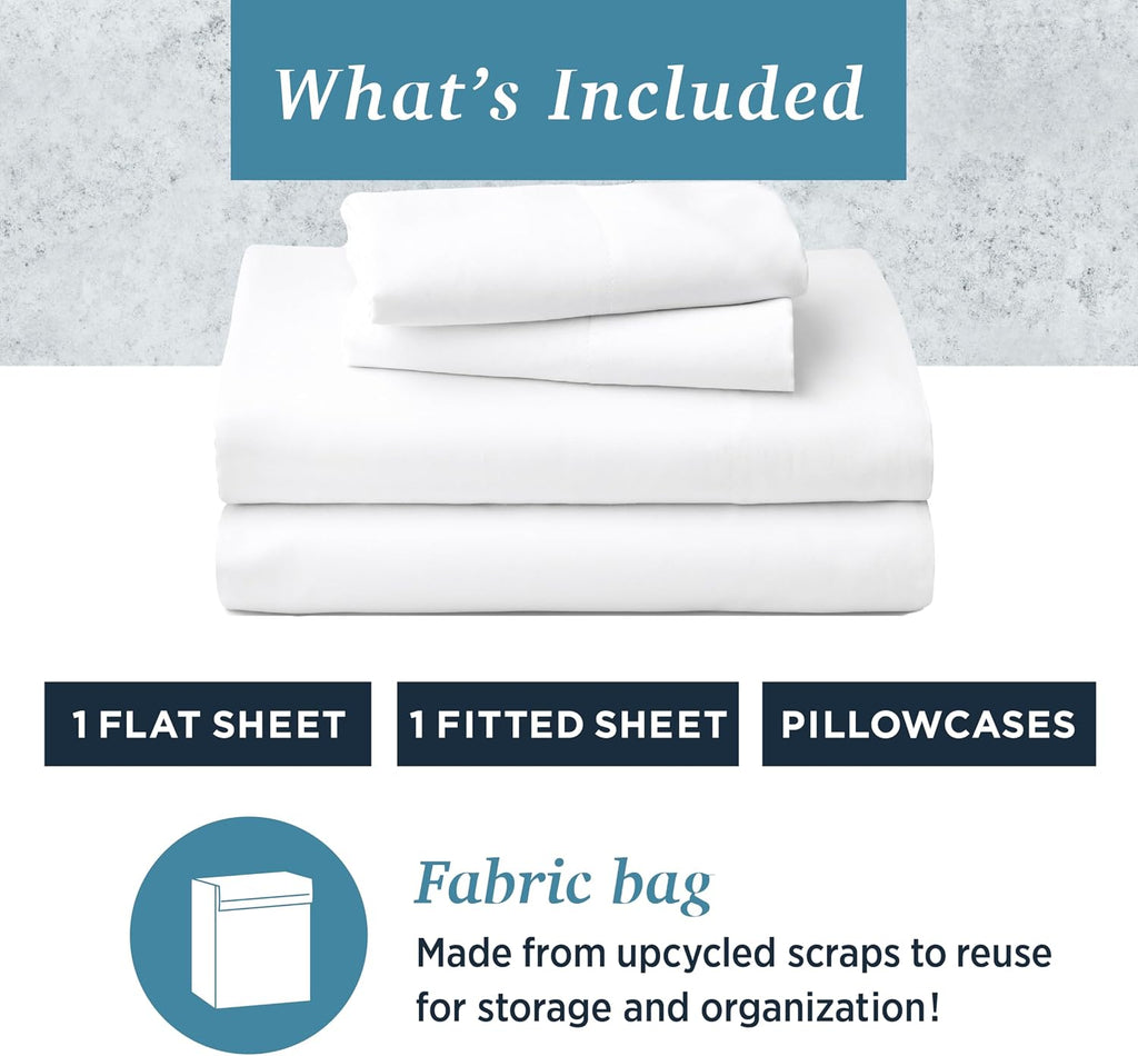 WelhomeByWelspun Welhome Twin Size Bed Sheet Set, 100% Cotton Percale Deep Pocket Super Soft Bedding Set, Cooling, Breathable & Extra Soft,…