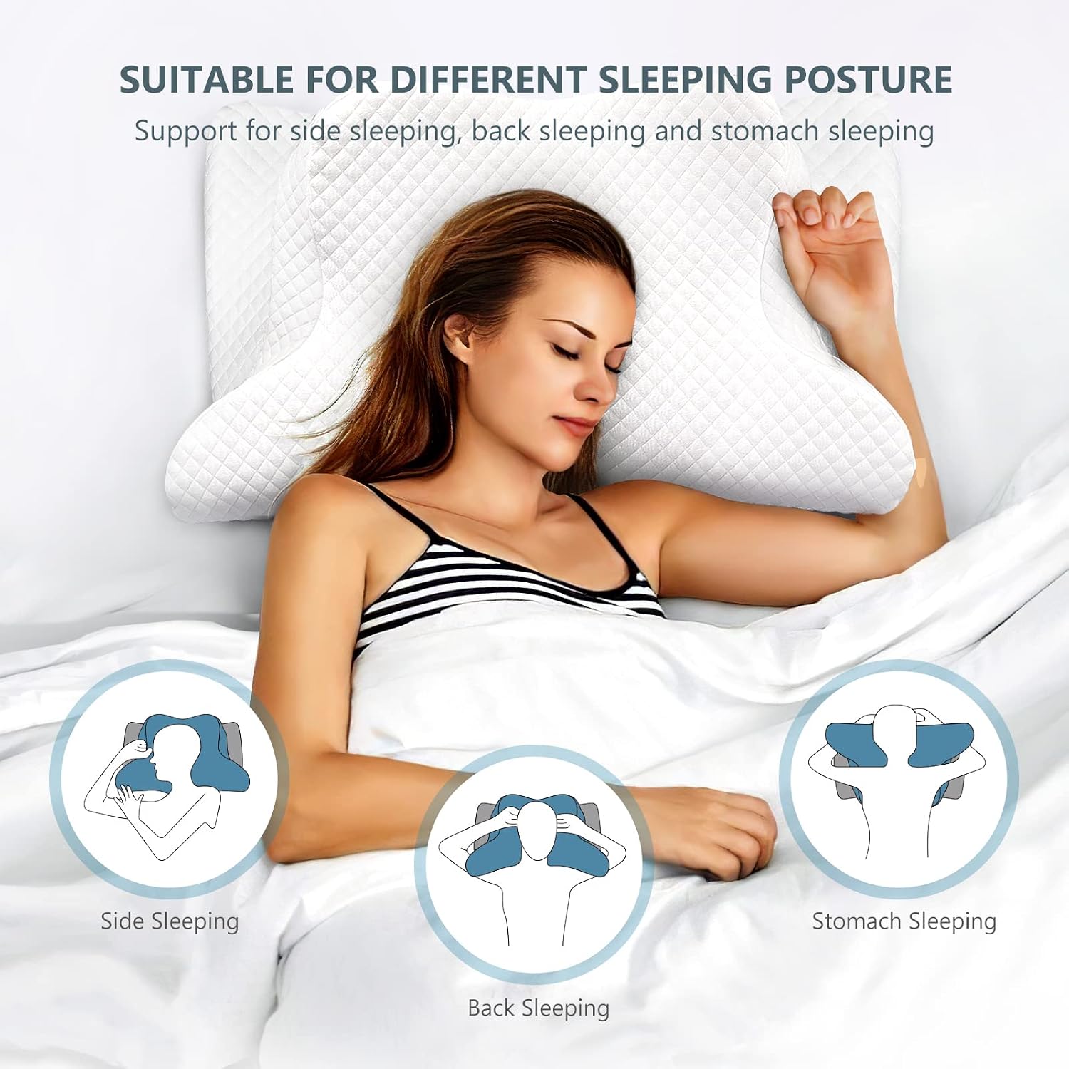 Zamat Adjustable Cervical Memory Foam Pillow, Odorless Neck Pillows for, Orthopedic Pillows for Sleeping with Cooling Pillowcase, Bed Supp…