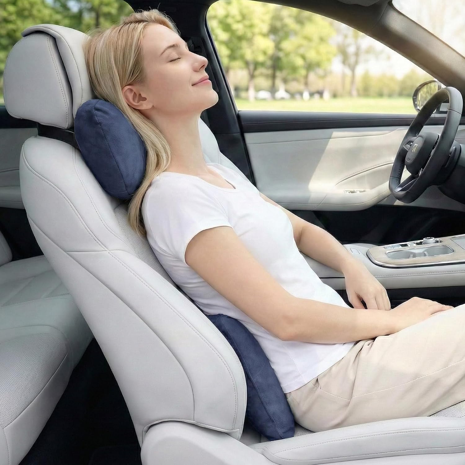 WELBRIT 2PCS Welbrit Car Pillow for Car Neck Pillow for Driving Seat Lumbar Support Soft Cushion with Extra Filling Accessories Back…