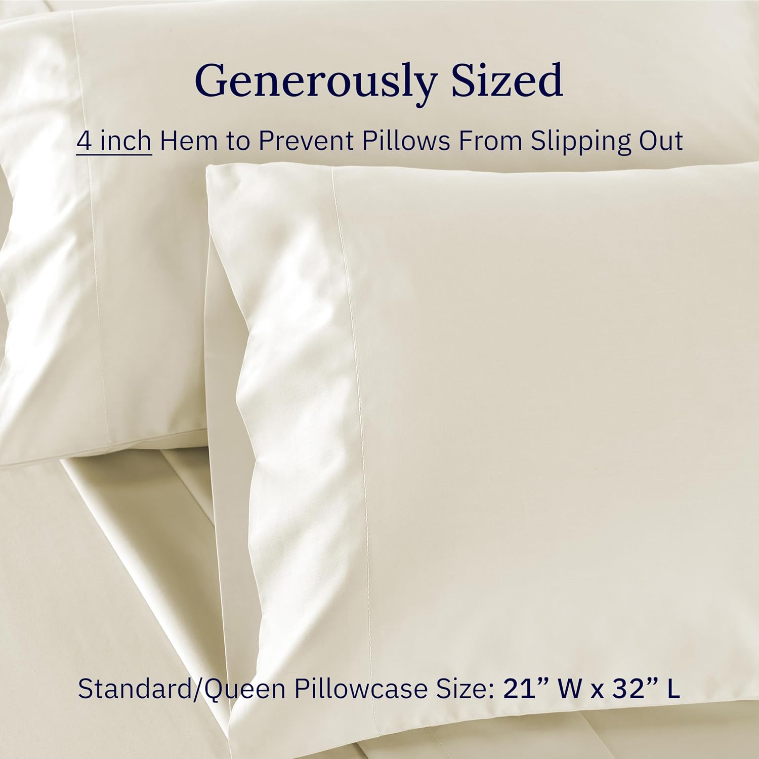 CALIFORNIA DESIGN DEN Soft & Silky 500 Thread Count 100% Cotton is Cool & Smooth, 2 Pillowcases Standard Fits Standard & Queen Pillows…