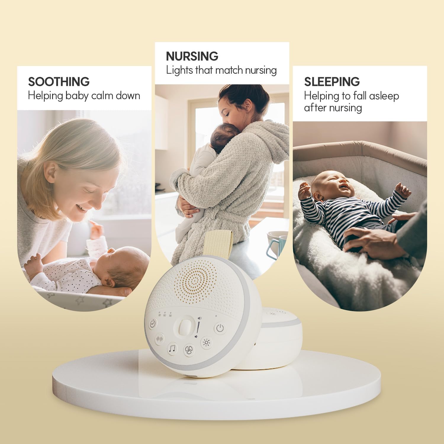 HuBDIC HubiCare White Noise Machine, Portable Sound Machine with 21 Soothing Sleep Sounds, Long-Lasting Battery, Gentle LED Mood Light, Tra…