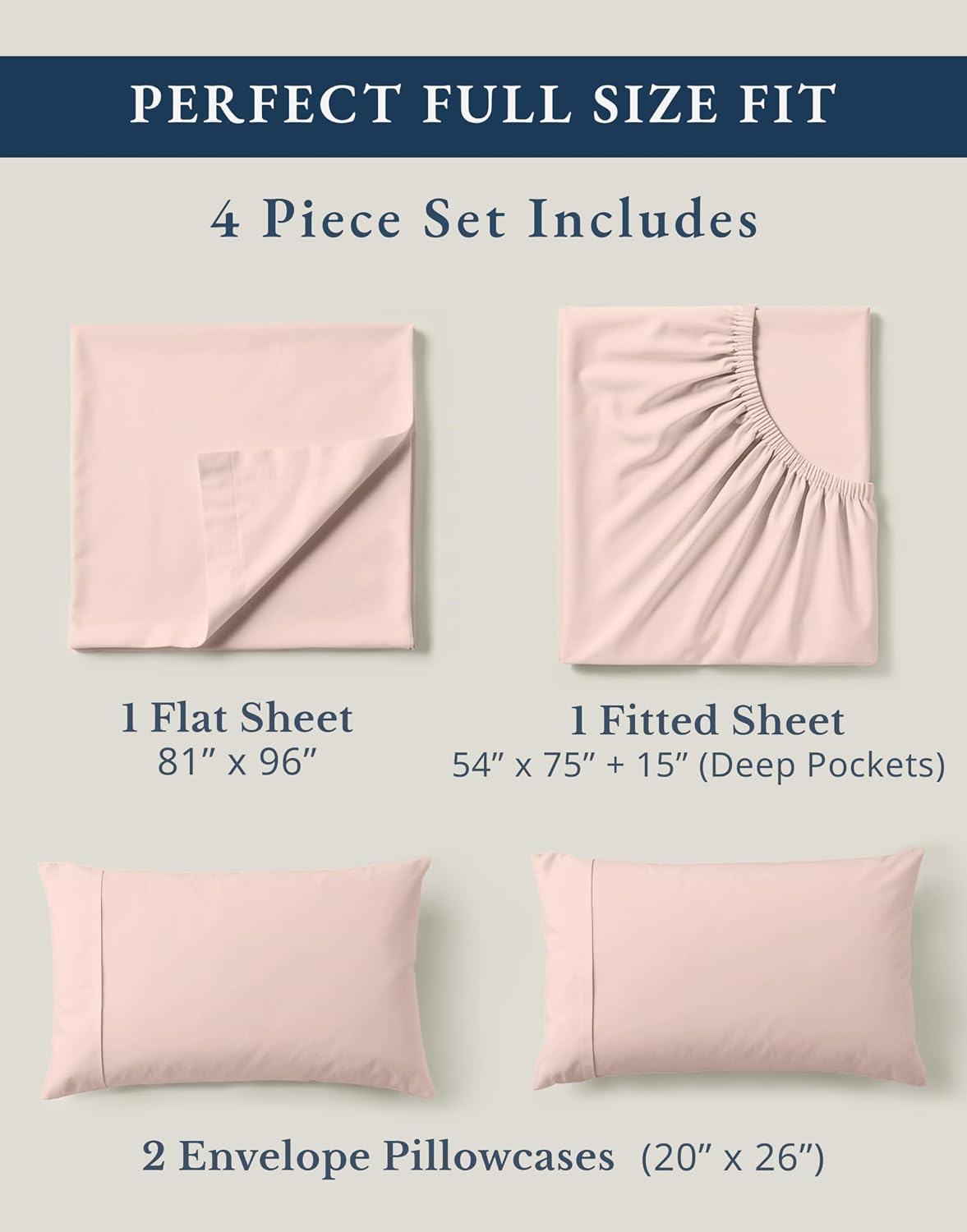 LaneLinen LANE LINEN 100% Organic Cotton Sheets Full Size Bed, Machine Washable Fully Elasticized Low Pill Fade Resistant Cotton Sheets, So…