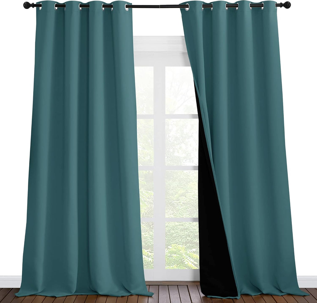 Nicetown 100% Blackout Curtains 102 inches Long, Noise Reduction Window Treatment Curtains, Thermal Insulated Energy Smart Drapes and Drape…