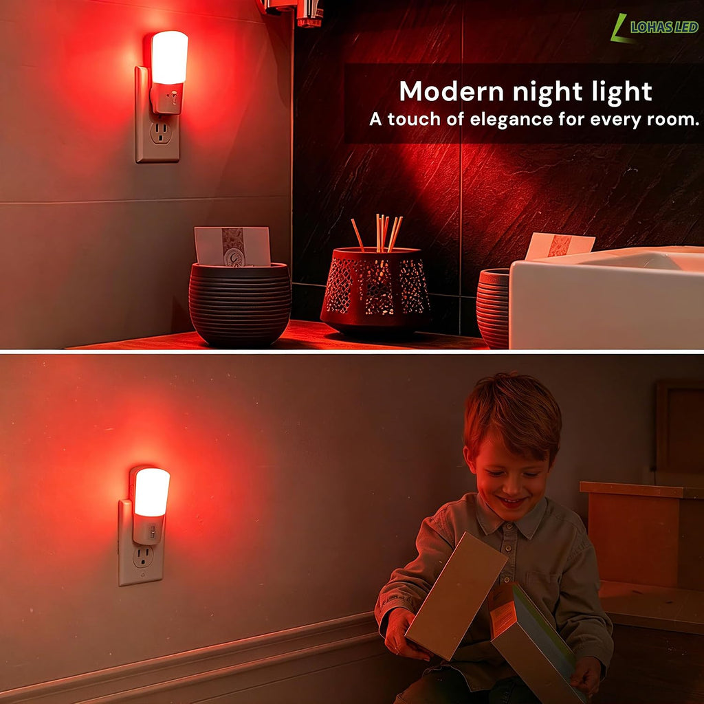 Llohasled LOHAS-LED Red Light Night Light Plug in, Dimmable LED Night Lights 2 Pack, Dusk to Dawn Sensor, Red, 0-80LM Adjustable…