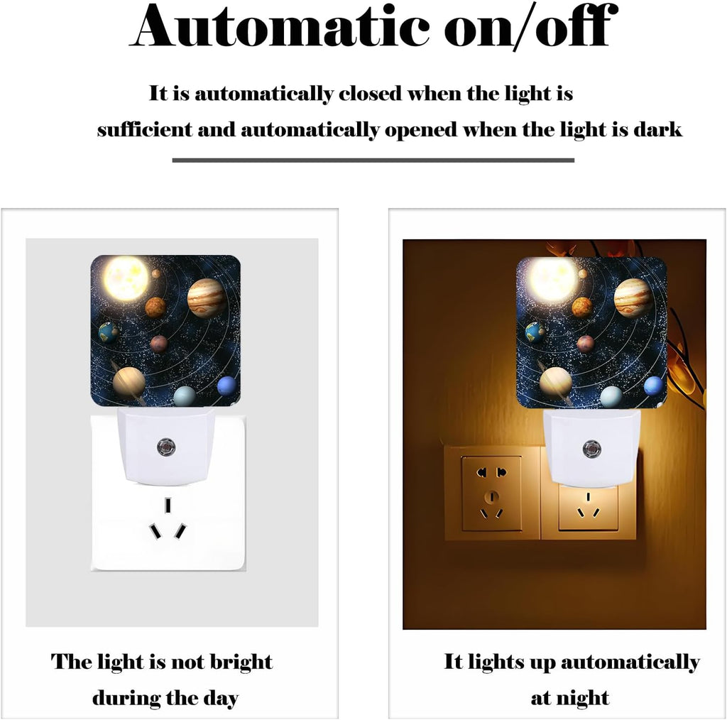 Solar System Planets Night Light, Plug-in Nightlights Auto Sensor Night Lamp Dusk-to-Dawn Lamp Home Decor for Nursery Children Girls Boys