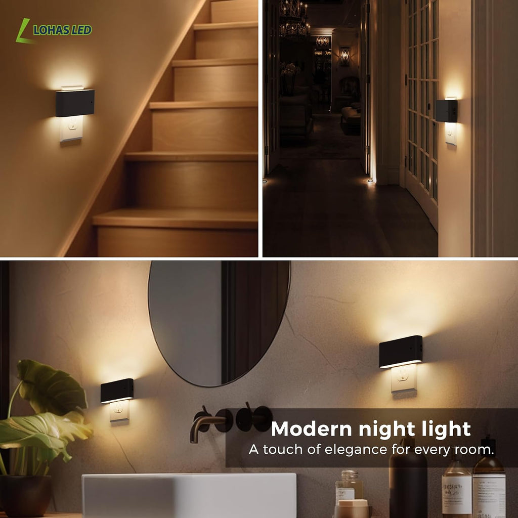 Llohasled L LOHAS LED Night Light, Dimmable Modern LED Night Lights Plug into Wall, Dusk to Dawn Sensor Night Lights for Kid, 0-100LM 3000K…
