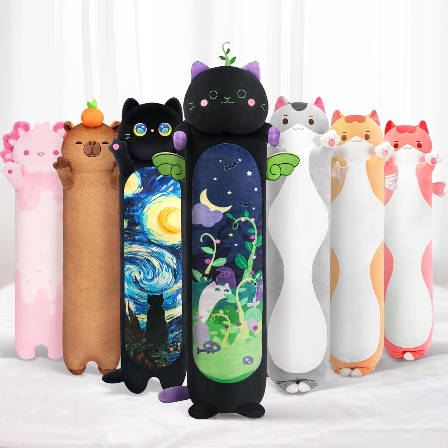 Mewaii Long Cat Plush 5 Sizes, 120% Extra Filling Giant Plushness Kids Body Pillow, Kawaii Cute Black Cat Stuffed Animals Plushies, Big…