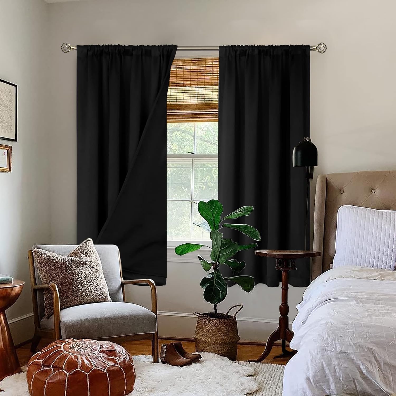 BGment Thermal Insulated 100% Blackout Curtains for Bedroom with Black Liner, Double Layer Full Room Darkening Noise Reducing Rod Pocket…