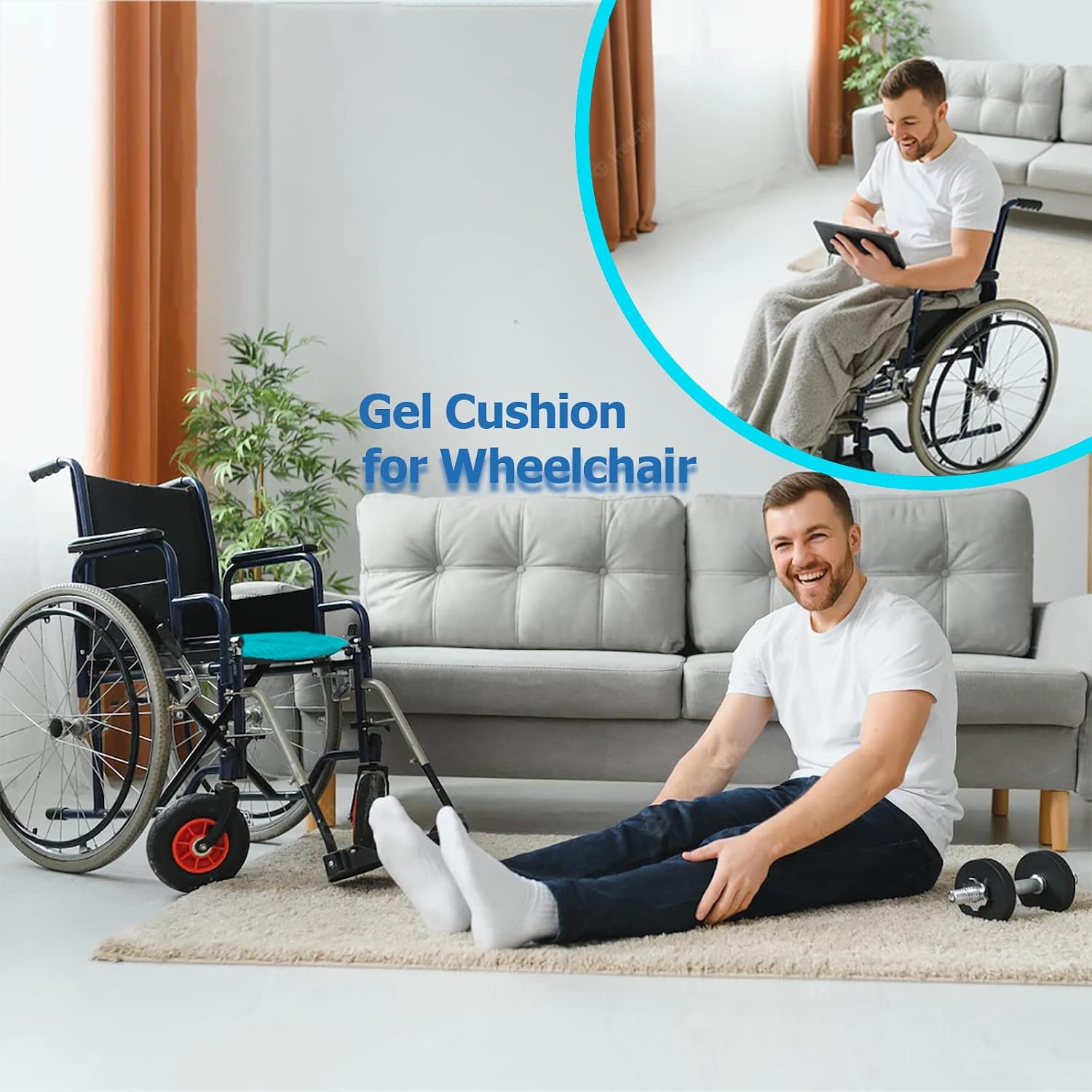 masteymoh Gel Seat Cushion for Long Sitting, Gel Cushions for Pressure Sores Relief, 18.5x17.3x1.2 Inches Cooling Gel Car Seat Cushion…