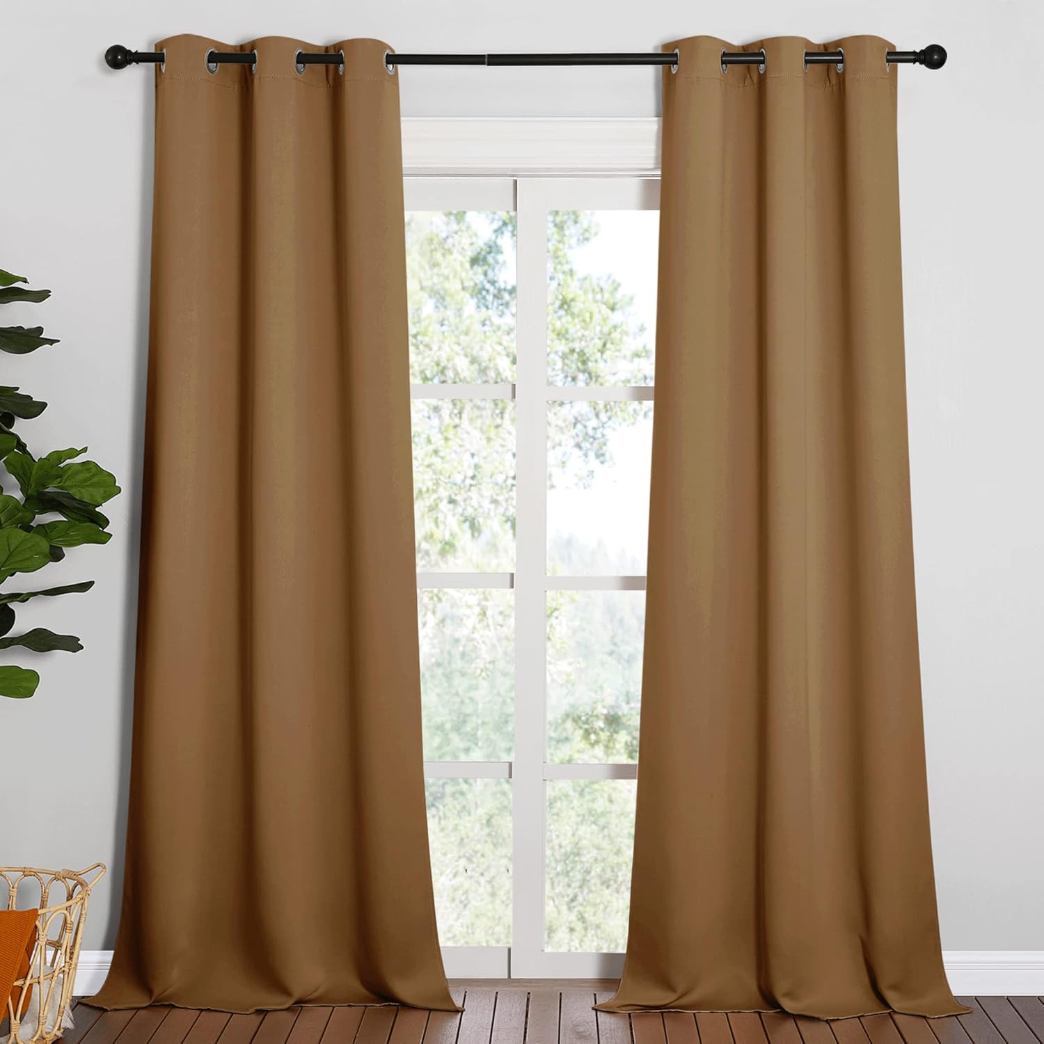 NICETOWN Sleek Blackout Curtains 90 inches Length for Windows, Noise Reducing and Block Draft Panels for Door Doorway Laundry Office…