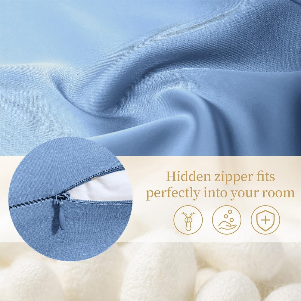 Mulberry Silk Pillowcase for Hair and Skin Standard Size 20"X 26" with Hidden Zipper, Softer Than Silk Pillow Cases Queen Smooth Cooling…