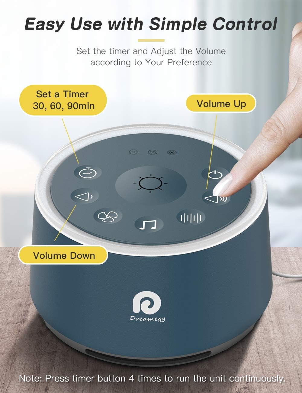Dreamegg D1 Sound Machine - White Noise Machine with Baby Night Light for Sleeping, High Fidelity Sounds, Timer & Memory Feature, Sound…