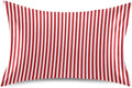 Stripe Red White Print Pillow Covers Silk Pillowcase for Hair and Skin Breathable Smooth Soft Satin Pillowcase Queen Size Pillow Case for…