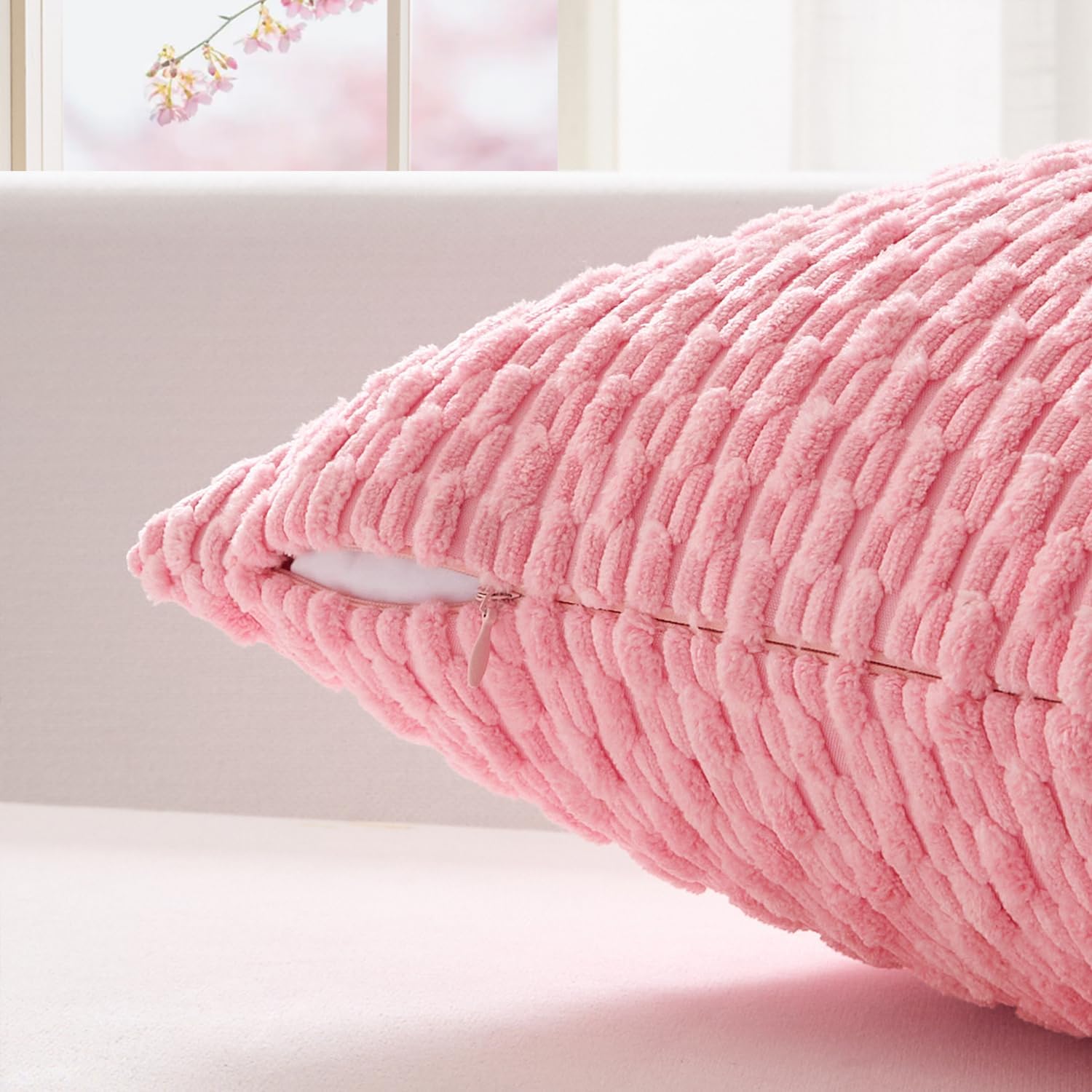 KevinTextile Kevin Textile Valentines Day 12x20 Inch Pillow Cover 1 Pack Boho Decorative Soft Striped Corduroy Lumbar Farmhouse Accent Rect…