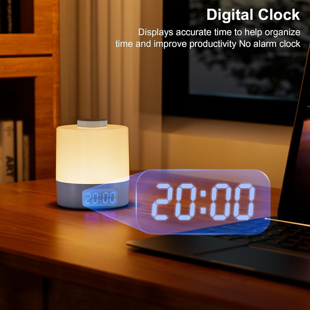 Wobane Night Light for Kids, 3 Colors Dimmable Baby LED Lighting, 3600mAh Battery Rechargeable with Clock, Portable Bedside Lamp for Nurser…