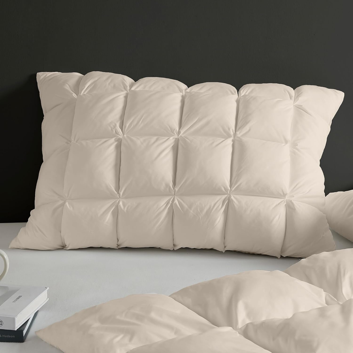 Madisonpark Madison Park King Pillowcase Puffy Pillow Protector Overfilled High Desity Fill Pillow Cover, 3D Puff Quilted Microfiber Fluffy…