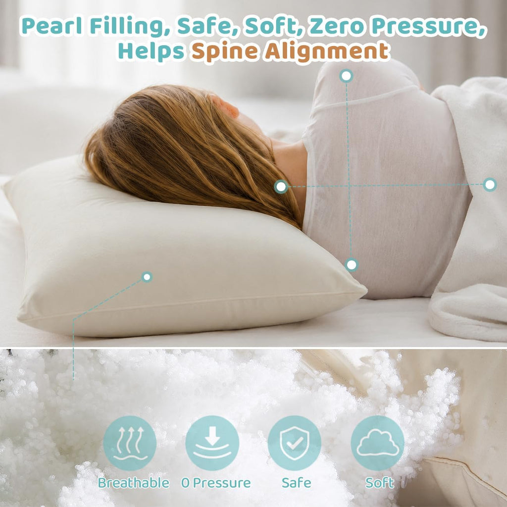 Lofe 20x26 Organic Pillow with 100% Organic Cotton Pillowcase and Shell - Soft made from natural materials and Breathable Pearl Filling…