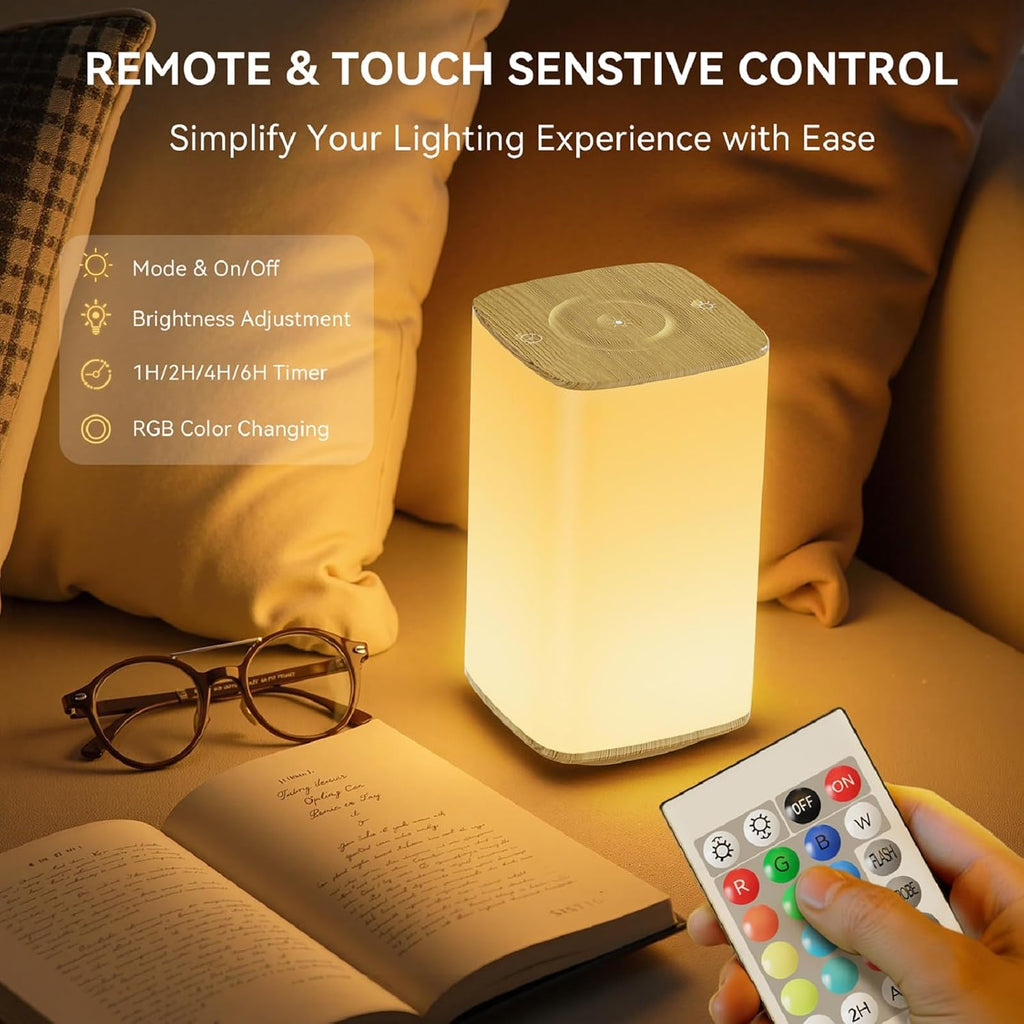 Auxmir Baby Night Light for Nursery, 4000mAh Rechargeable Night Lamp with Remote & Touch Control, Dimmable Light + 256 RGB Colors, 1/2/4/6H…