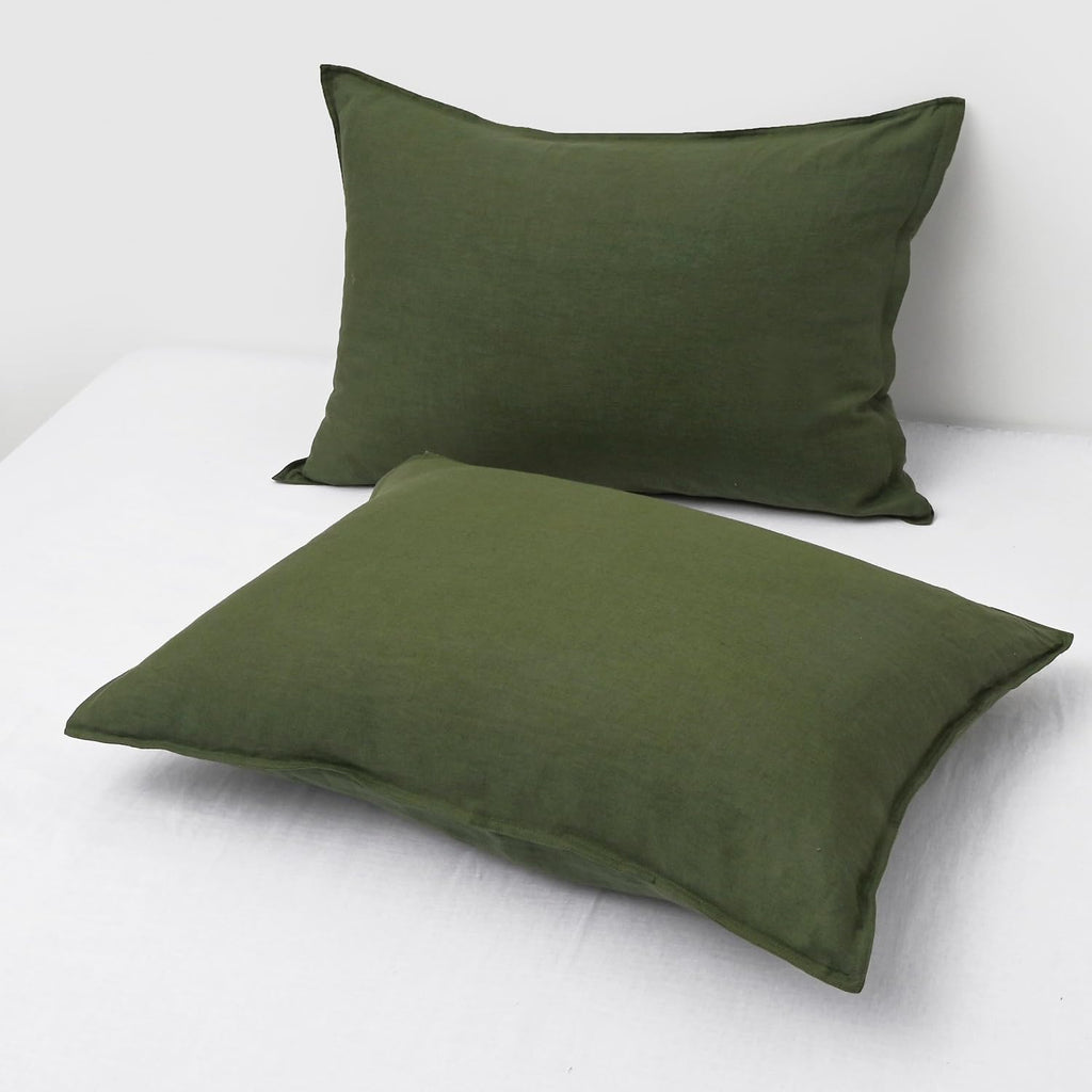 Chuffed Linen Pillowcases 2 Pack 100% Linen Standard Pillow Cases, Breathable and Cooling Washed Pillowshams with Zipper Closure, 20x26 Inc…