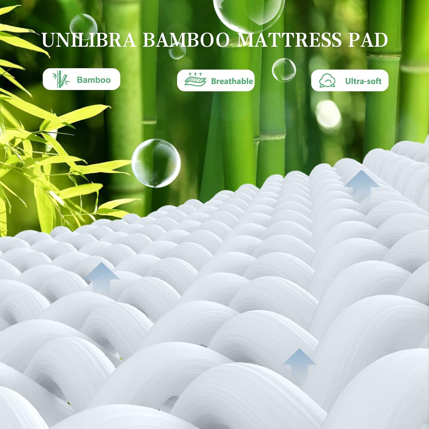 Unilibra Cal King Size Mattress Pad Cooling Rayon from Bamboo, Quilted Fitted Mattress Protector Pillow Top Long Mattress Cover with Deep P…