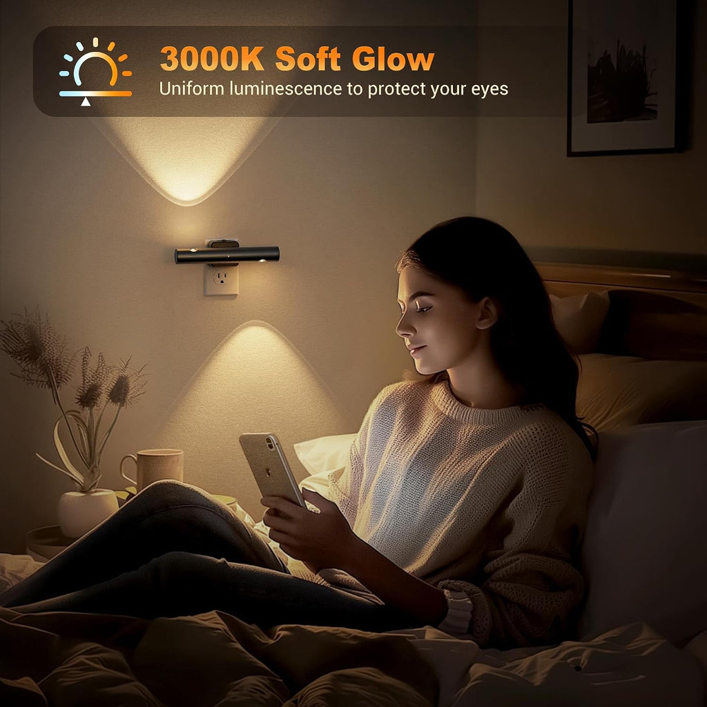 JandCase LED Night Lights Plug into Wall, Dusk-to-Dawn Sensor & 0-100LM Adjustable Brightness, Modern Night Lights with 180° Rotatable…