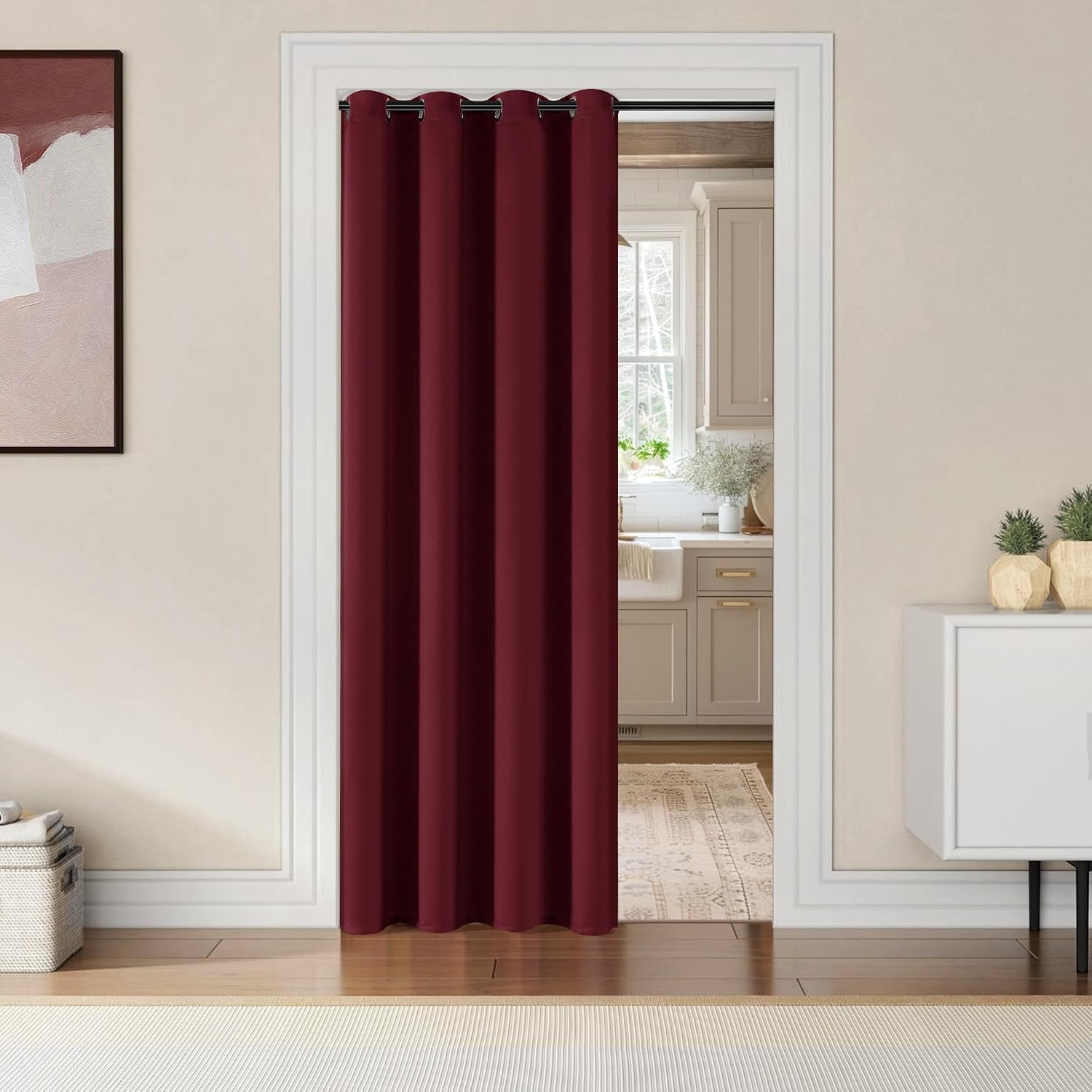 ChrisDowa Burgundyout Curtains 72 inches Long for Bedroom - Grommet Thermal Insulated Room Darkening Curtains for Living Room (1 Panel, Bur…