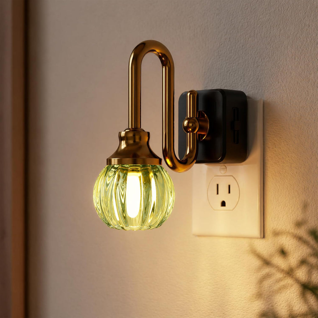 JandCase Night Light, Night Lights Plug into Wall, Green Tulip LED Nightlight, 0-100 LM Dimmable Nightlights, Dusk to Dawn Sensor, 1W…