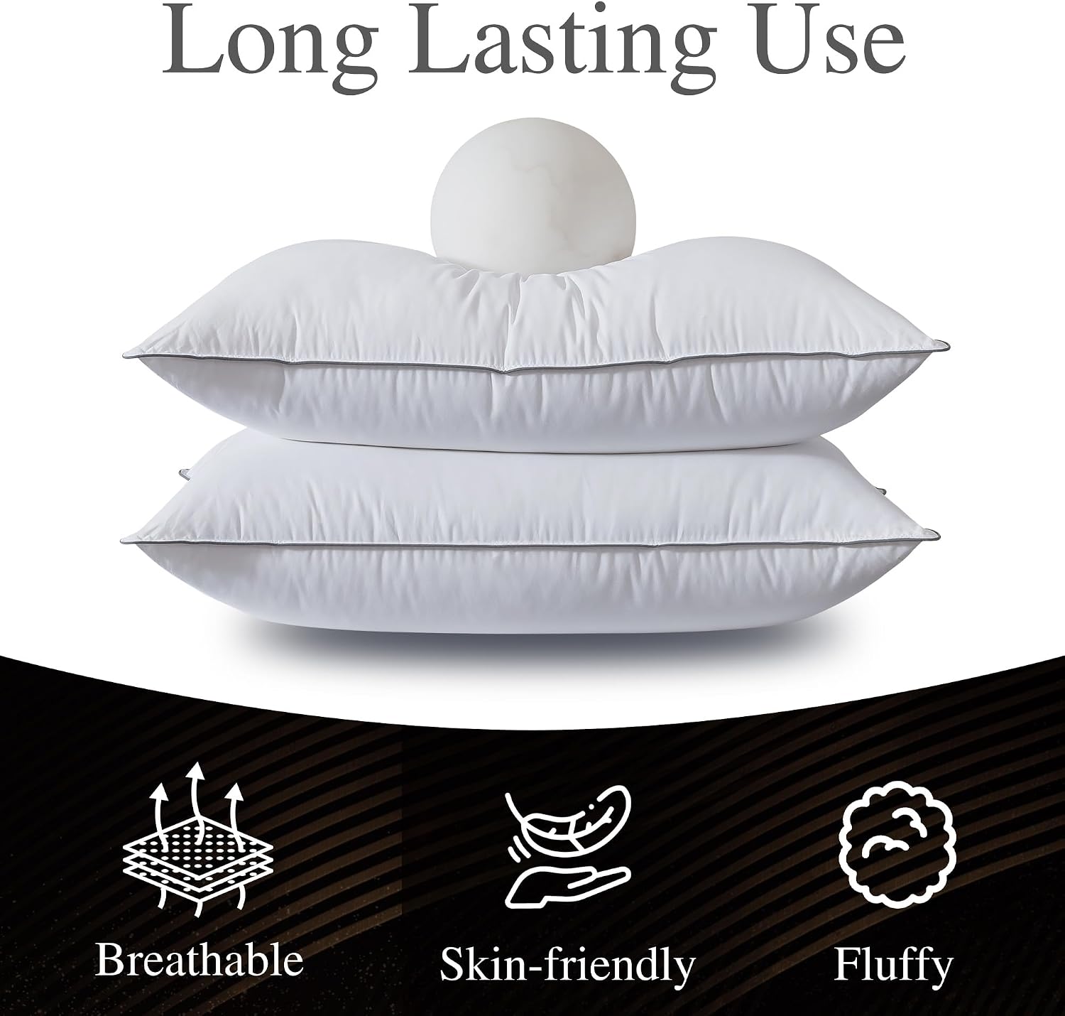 WhatsBedding Goose Down Pillows Queen Size Set of 2, Luxury Hotel Bed Pillows for Deep Sleep, Fluffy Soft Feather Down Pillow for Back…