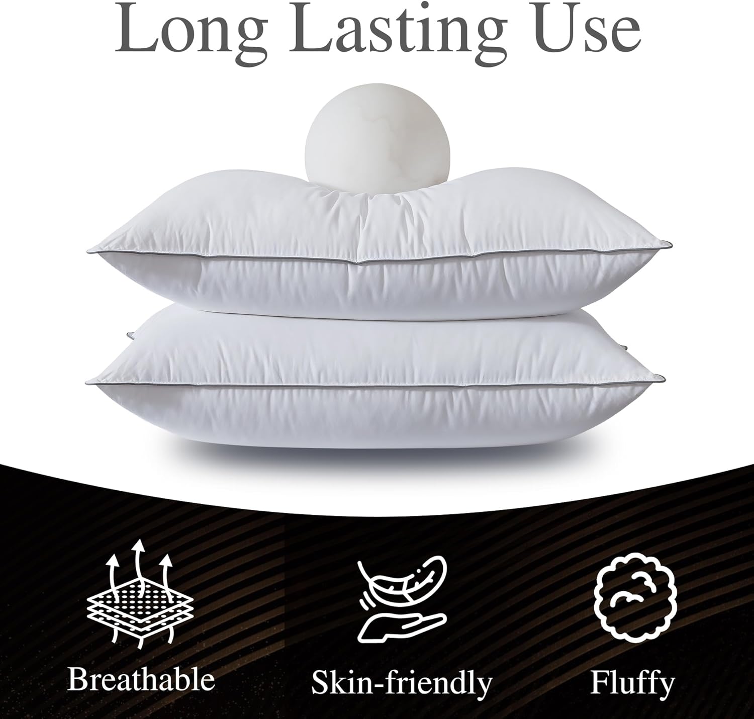 WhatsBedding Goose Down Pillows Standard Size Set of 2, Luxury Hotel Bed Pillows for Deep Sleep, Fluffy Soft Feather Down Pillow for…