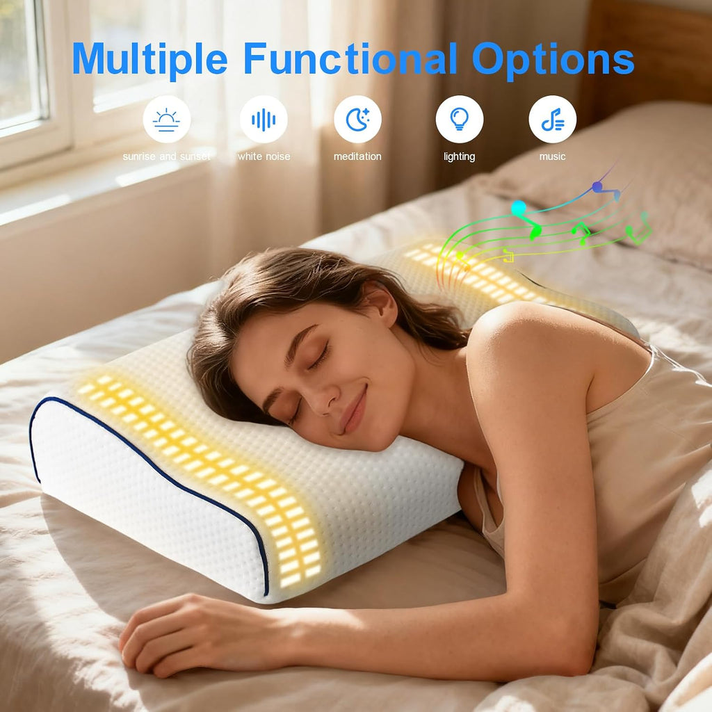 Hopihe Sunrise Pillow, Sound Machine for Sleep with Bluetooth Speaker & Sunset Simulation, Smart Pillow with Wake Up Light, Sunset Lamp, Wh…