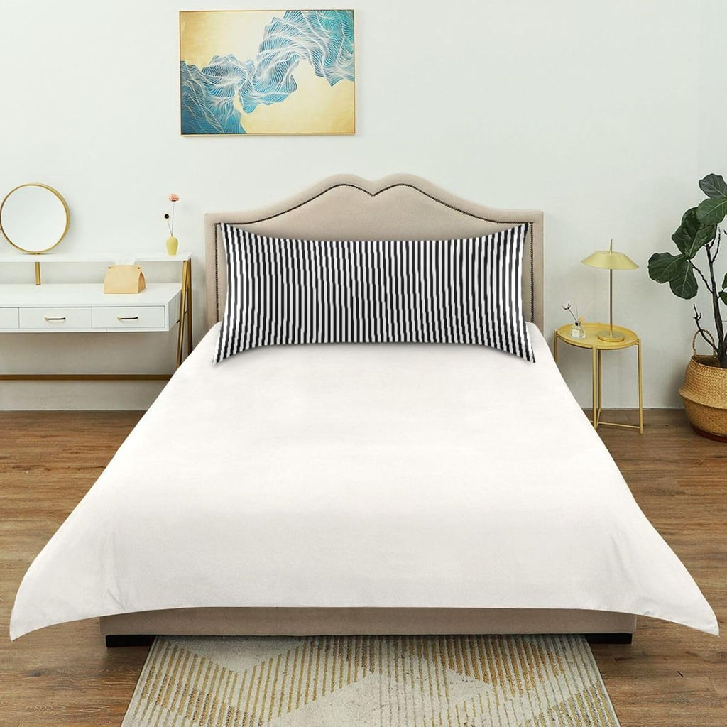 Stripe Black White Print Pillow Covers Silk Pillowcase for Hair and Skin Breathable Smooth Soft Satin Pillowcase Queen Size Pillow Case…