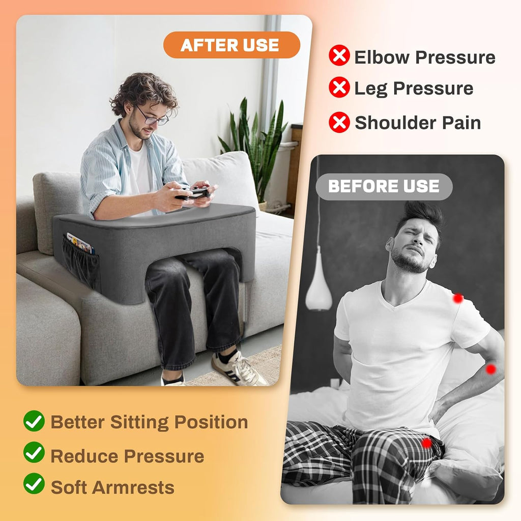TranquilRelax Reading Pillow for Sitting in Bed Adult Size, Back Pillow for Bed Sitting Up, Memory Foam Gaming Pillow, Lap Pillow with…