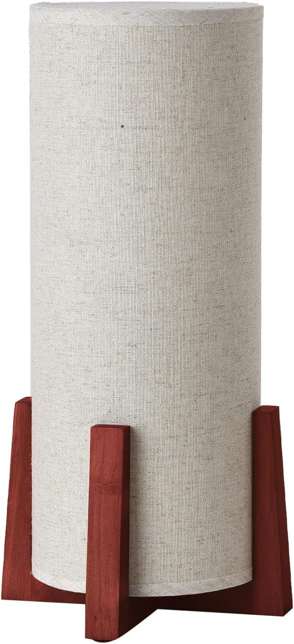 KUNJOULAM Modern Small Table Lamps, Nightstand Lamp with Linen Fabric Shade, 13.9" Cylinder Bedside Table Lamp for Bedroom, Cafe, Living…