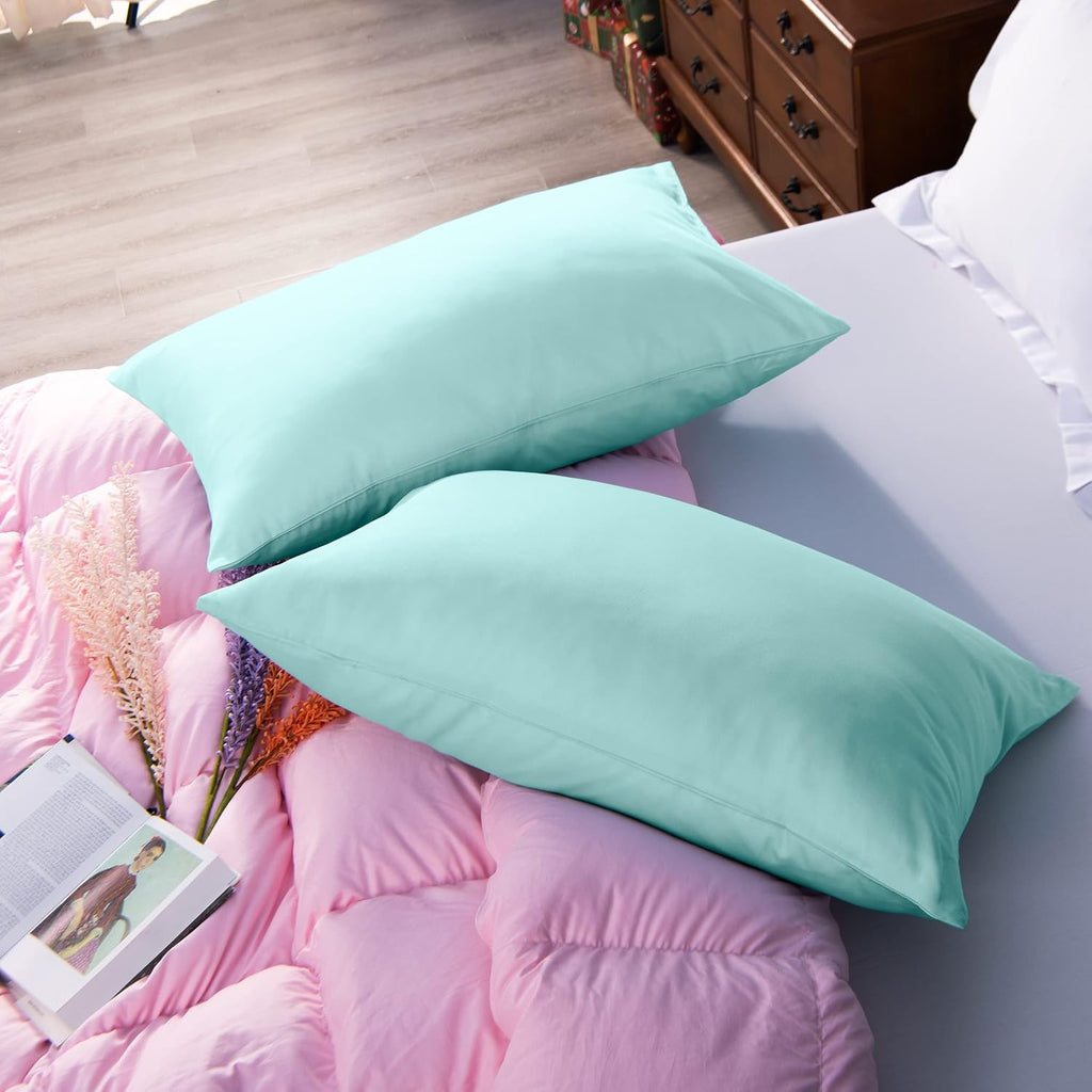 NTBAY Egyptian Cotton King Pillowcases - Set of 2, 500 Thread Count Cotton Pillowcases - Soft and Breathable Envelope Closure Pillow…