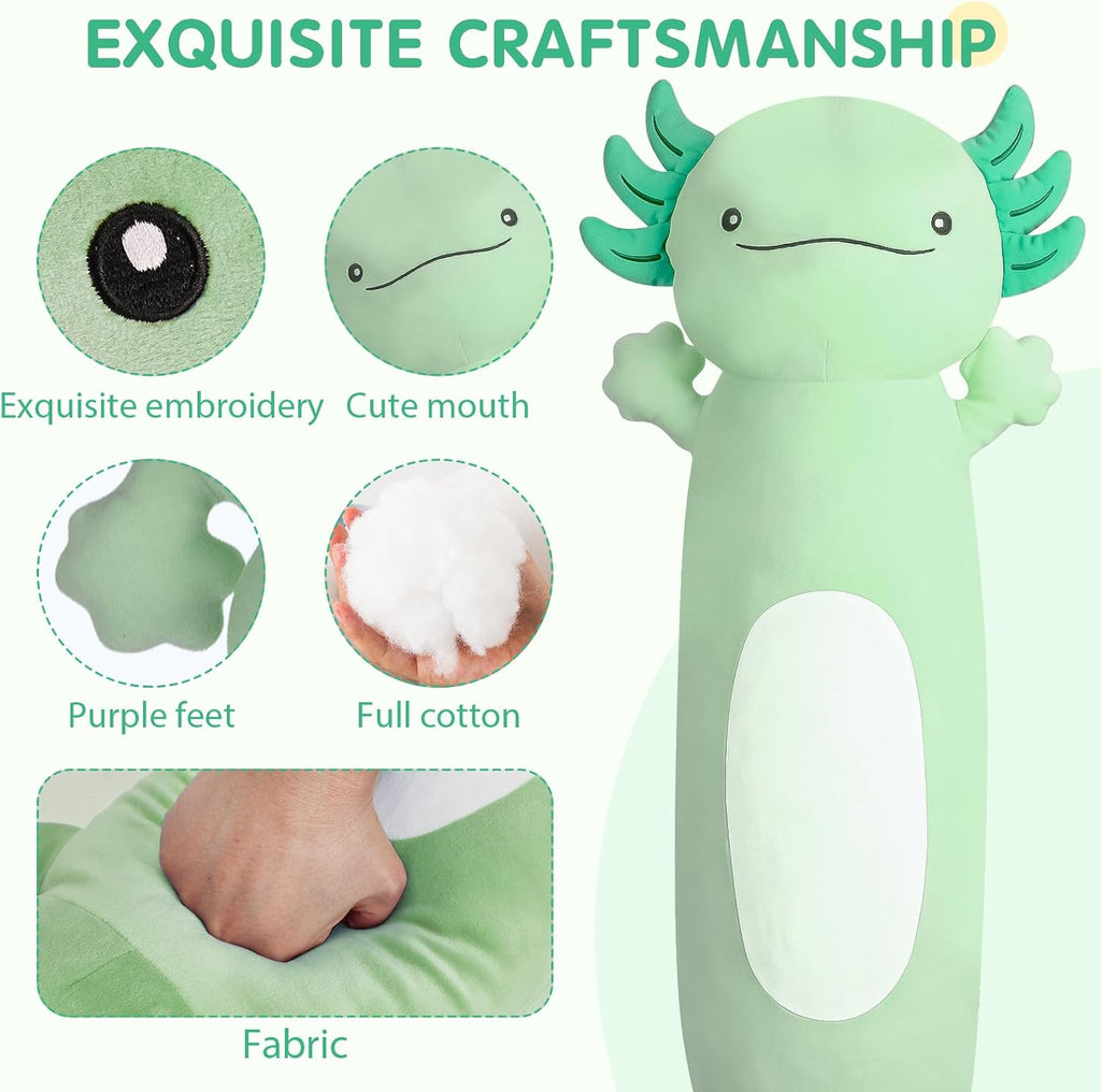 Dalmao 36" Giant Green Axolotl Stuffed Animal, Cute Soft Long Axolotl Plush Large Body Pillow Big Squishy Plushies Toy, Gift for Kids…