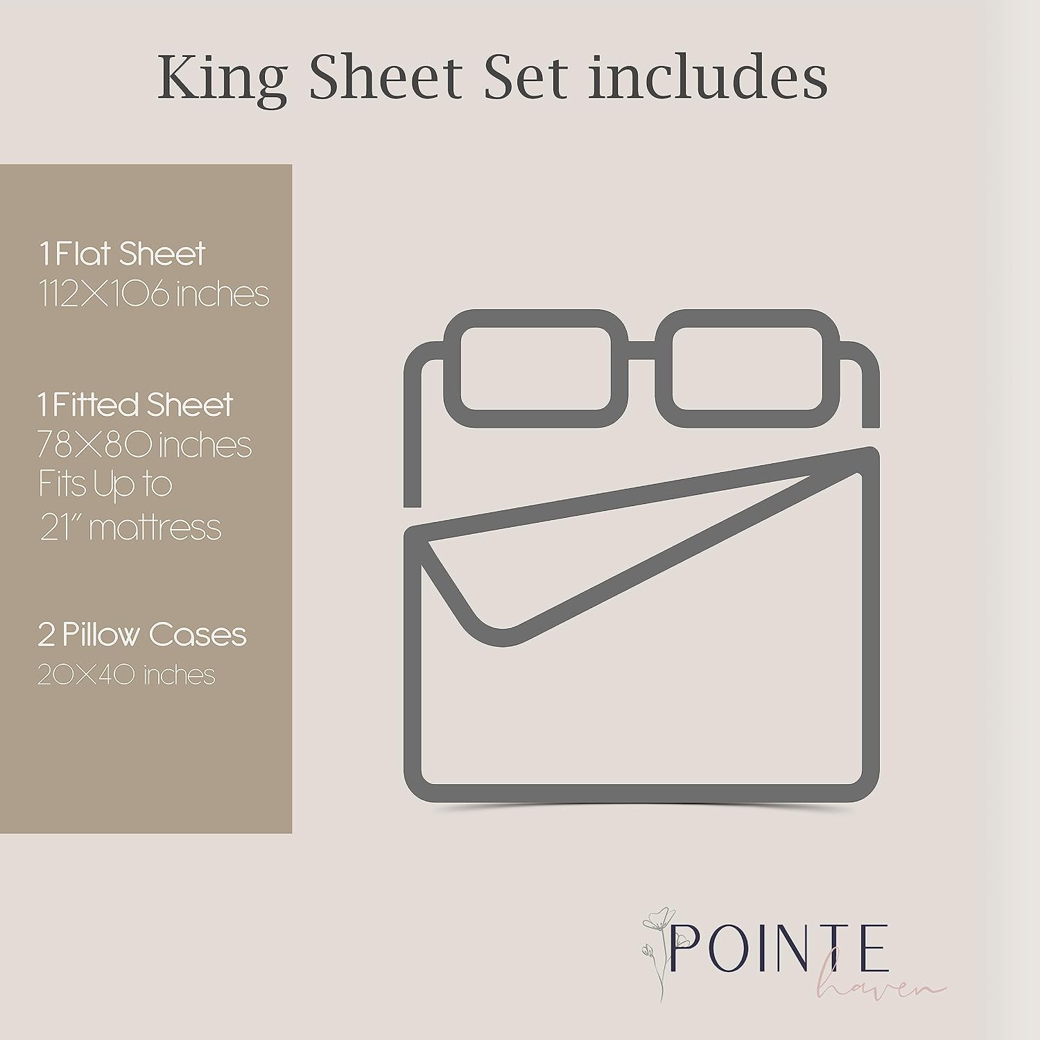 Pointehaven Bedding 4 Pieces King 100% Cotton Percale Sheets- Printed Bed Sheet & Pillowcase Sets- Soft Cotton Bed Sheets Set- Fits Mattres…