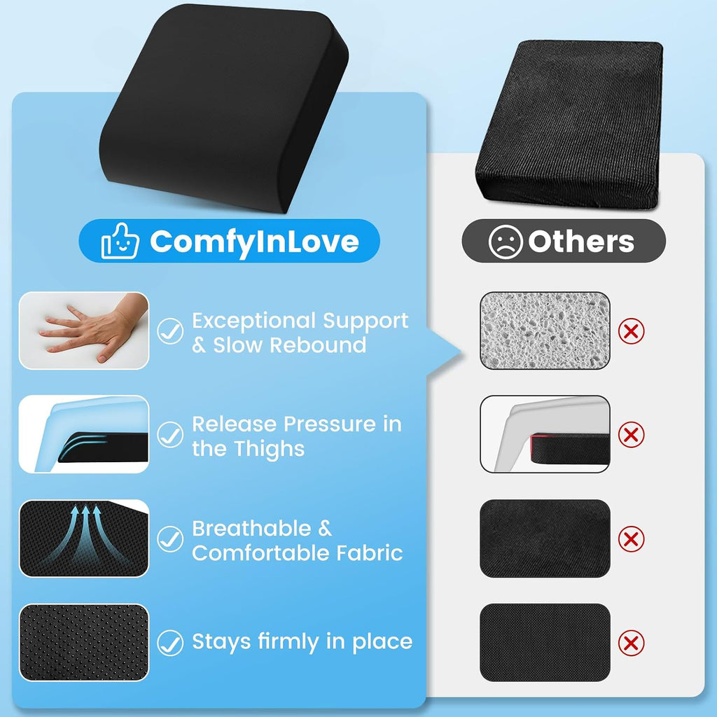 Wheelchair Seat Cushion for Pressure Relief, Cooling Gel Memory Foam Chair Cushion with Slope-Edge Design, Coccyx Support for Tailbone…
