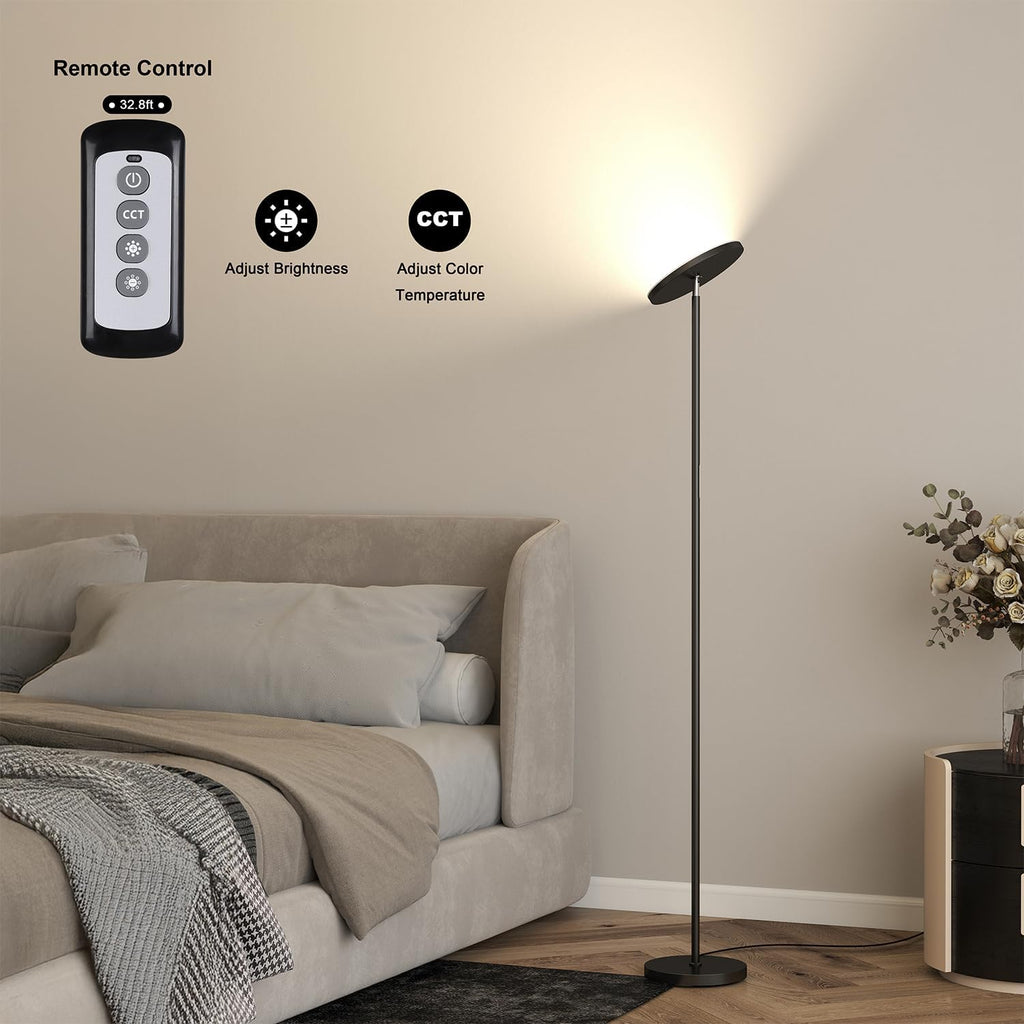JOOFO Floor Lamp,30W/2400LM Sky LED Modern Torchiere 3 Color Temperatures Super Bright-Tall Standing Pole Light with Remote & Touch…
