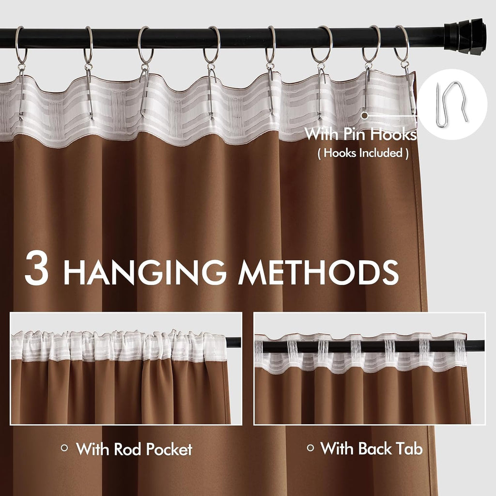 Miulee Back Tab Blackout Curtains 90 Inch Long 2 Panels Set for Living Room Bedroom, Rod Pocket/Pinch Pleated Thermal Insulated Room Darken…