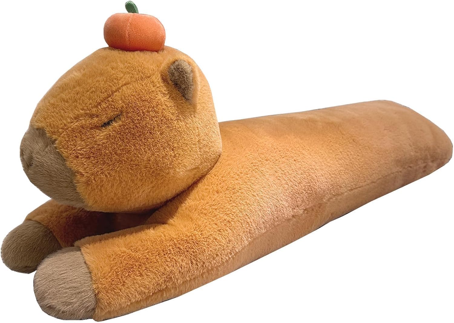 Capybara Plush Pillow, Capybara Stuffed Animal with Persimmon Plush, Capybara Plush Long Body Pillow (35 inch)