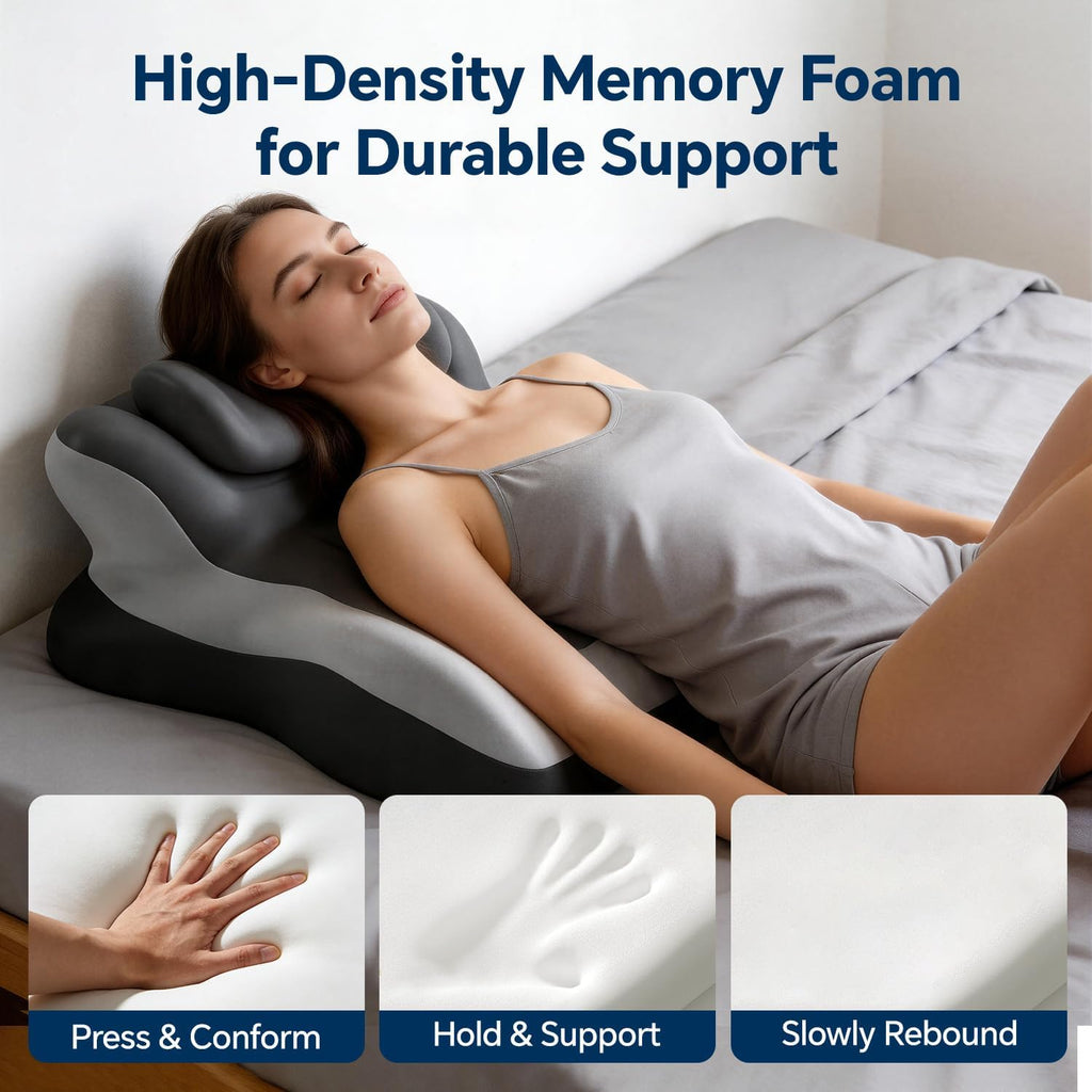 Generic Ergonomic Reading Pillow, Memory Foam Wedge Pillow, Adjustable Neck Pillows, Multi-Positional Support Cushion for Stomach Sl…
